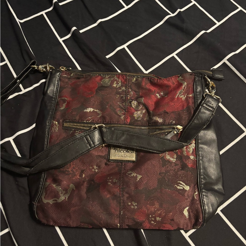 Nicole Burgundy and Black Crossbody Bag
